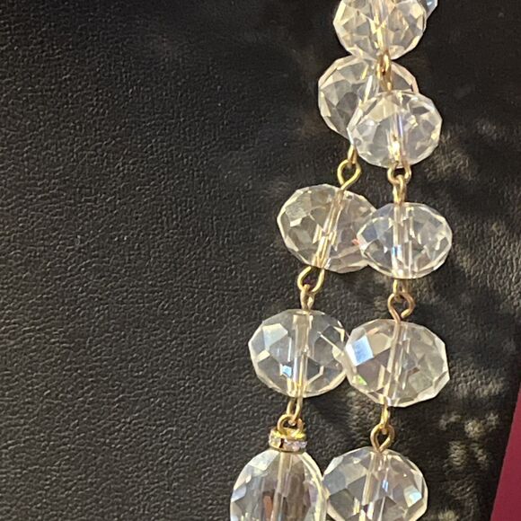 LK By Leetal Kalmanson Long Faceted Clear Glass Bead Chain Necklace 40”-43” - Picture 5 of 8